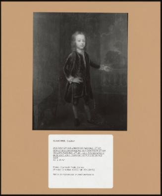 Portrait of Sir Lawrence Parsons, 3rd Bt, Son of William Parsons and Grandson of Sir William Parsons, 2nd Bt, as a Boy Wearing a Blue Suit, on a Terrace, with a Dog by His Side