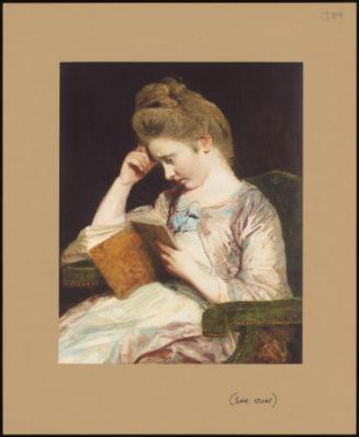 Portrait Of Theophila Palmer, Seated, Wearing A Cream Dress And Reading A Copy Of Clarissa Harlowe