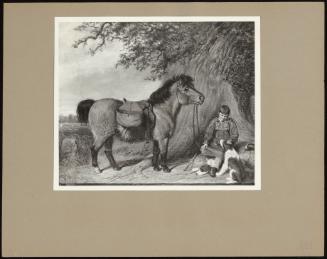 A Boy With A Pony And Two Gun Dogs