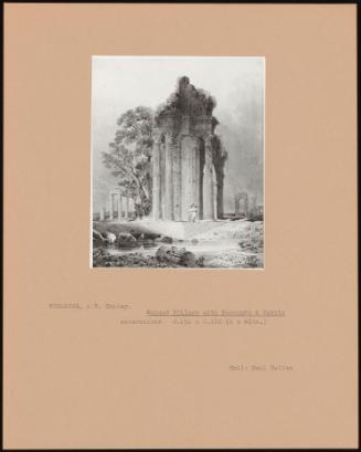 Ruined Pillars With Peasants & Cattle