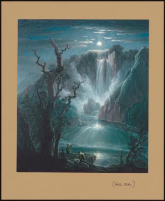 The Falls Of Terni By Moonlight, With Figures In The Foreground