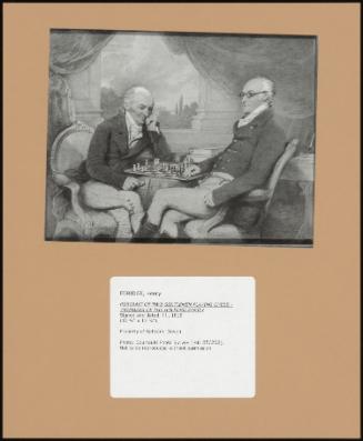 PORTRAIT OF TWO GENTLEMAN PLAYING CHESS - ? MEMBERS OF THE HOLFORD FAMILY