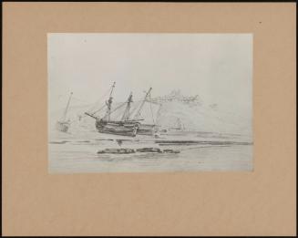 Drawing From Sketchbook; Sea Shore With Fishing Boats