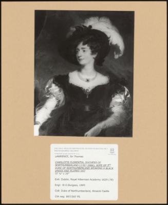 Charlotte Florentia, Duchess Of Northumberland (1787-1866), Wife Of 3rd Duke Of Northumberland Wearing A Black Dress And Plumed Hat