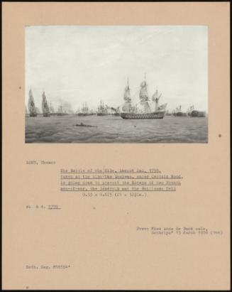 The Battle Of The Nile, August 2nd, 1798, Taken At The Time The Zealous, Under Captain Hood, Is Going Down To Prevent The Escape Of Two French Men-Of-War, The Genereux And The Guillaume Tell