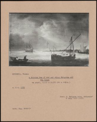 A British Man Of War And Other Shipping Off The Coast