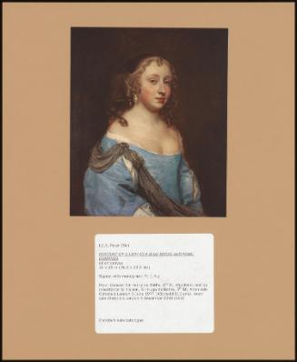 Portrait Of A Lady In A Blue Dress And Pearl Earrings