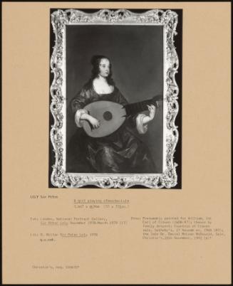 A Girl Playing A Theorbo- Lute