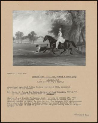 Charles Lamb, As A Boy, Riding A Black Pony In Hyde Park