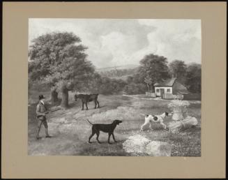 Huntsman, Dogs and a Horse in a Harvest Field