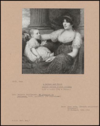 A Mother And Child Seated Before Fluted In Column