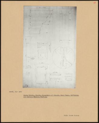 Vesta Temple, Tivoli, Elevations Of Column, Door, Frame, Coffering, And Cornice Molding Profiles