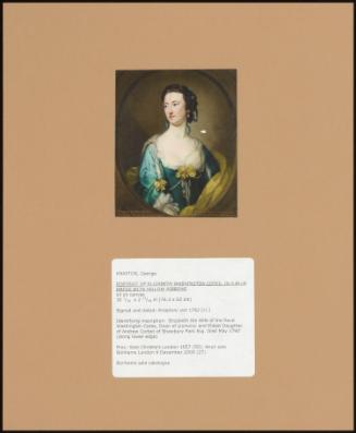 Portrait Of Elizabeth Washington Cotes In A Blue Dress With Yellow Ribbons