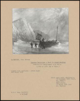 Figures Launching A Boat In Rough Weather