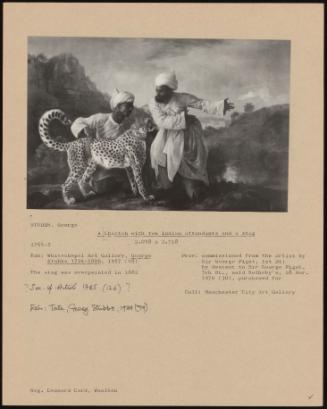 A Cheetah with Two Indian Attendants and a Stag