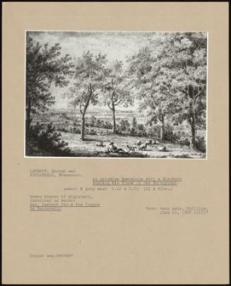 An Arcadian Landscape With A Shepherd Tending His Flock In The Foreground.