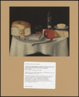 A Still Life With Bread, Cheese, A Pie, Radishes In A Dish, And A Decanter Of Ale, On A Table