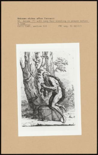 St Jerome With Long Hair Kneeling In Prayer Before A Tree