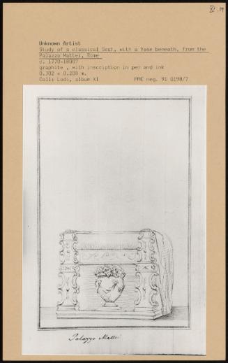 Study Of A Classical Seat, With A Vase Beneath, From The Palazzo Mattei, Rome