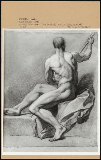 A Nude Man Seen From Behind, And Holding A Staff