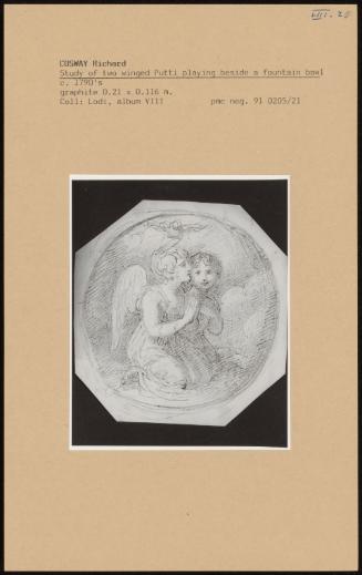 Study Of Two Winged Putti Playing Beside A Fountain Bowl