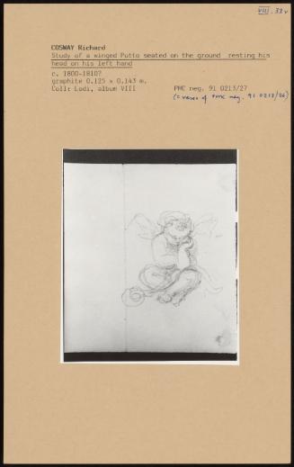 Study Of A Winged Putto Seated On The Ground Resting His Head On His Left Hand