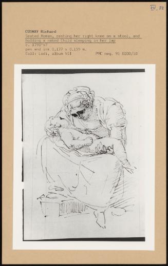 Seated Woman, Resting Her Right Knee On A Stool, And Holding A Naked Child Sleeping In Her Lap