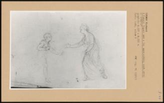 A Female Figure And A Boy Approaching Each Other