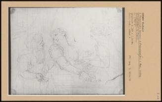 A Prostitute Between A Procuress And A Man, Being Blindfolded By Cupid