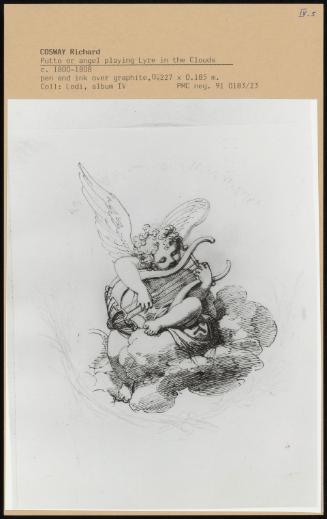 Putto Or Angel Playing Lyre In The Clouds