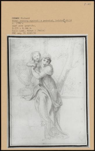 Woman Leaning Against A Pedestal, Holding A Child