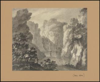 A Gorge With A Boat And Figures In The Foreground