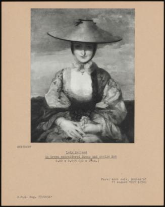 Lady Holland In Brown Embroidered Dress And Coolie Hat