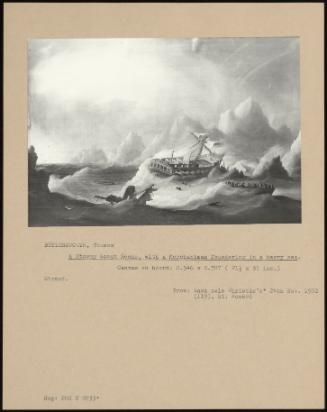 A Stormy Coast Scene, With A Merchantman Foundering In A Heavy Sea