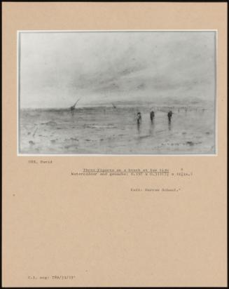 Three Figures On A Beach At Low Tide