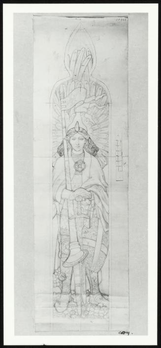 St Michael: Design for stained glass window, Morris & Co.