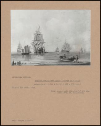 English Men-O'-War Lying Inshore In A Calm