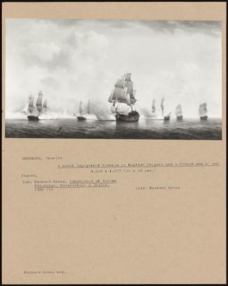 A Naval Engagement Between An English Frigate And A French Man O' War