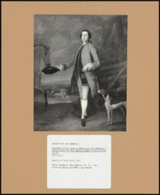 PORTRAIT OF MR. JOHN EARDE (1721-75) FEEDING A HORSE FROM HIS HAT; WITH A VIEW OF SQUERRYES COURT