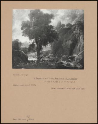 A Mountainous River Landscape With Angler