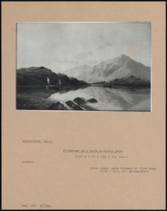 Fishermen On A Calm Mountain Lake.