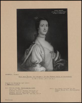 Miss Anne Bacon, 2nd Daughter Of Sir Edmund Bacon Of Mildenhall