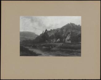 A View Of Tintern Abbey With Figures At A Ferry In The Foreground