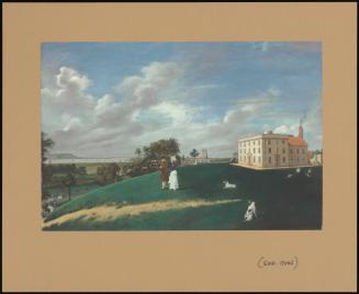 A View Of Cave Castle, Near Hull, With A Lady And Gentleman In The Foreground And Boats On The Humber Beyond