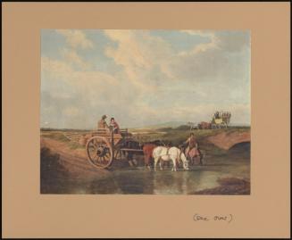 A Landscape With A Cart At A Ford, Farmhorses Watering, And A Coach Beyond