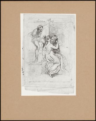 Two Figures Embracing, Another Behind